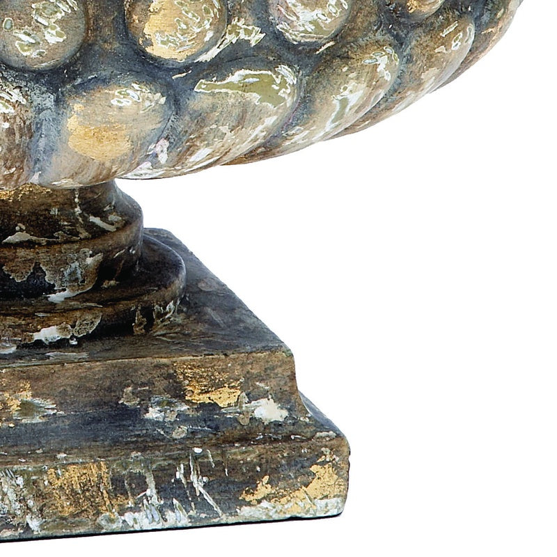 Pompeii bowl base with weathered gray stone texture and gold accents on ledge