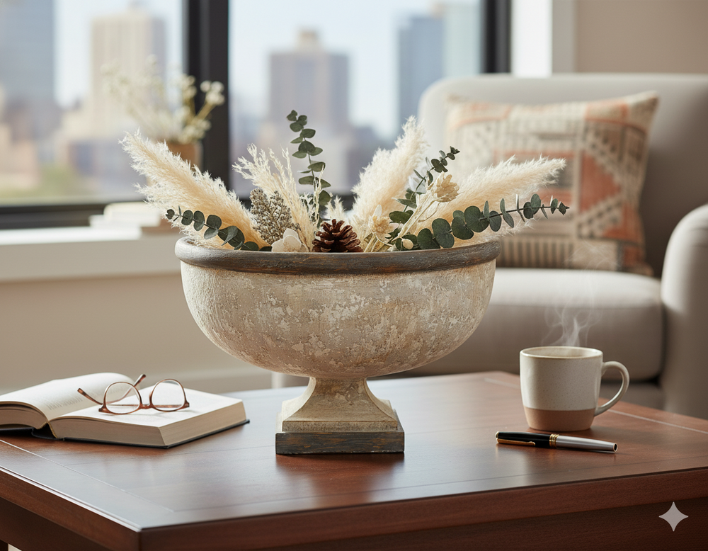 Stylish white and antique gold Santorini decorative bowl, adding a touch of luxury and timeless elegance to any space.