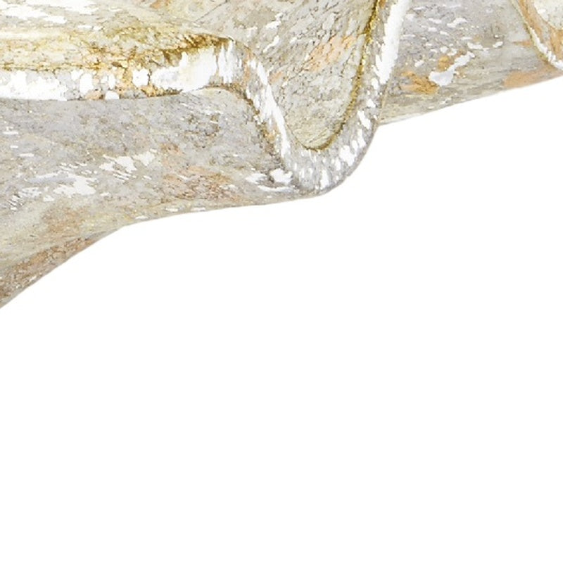 Decorative bowl detail with distressed grey texture and gold accents, curved lip