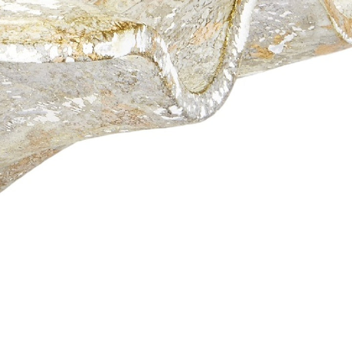 Decorative bowl detail with distressed grey texture and gold accents, curved lip