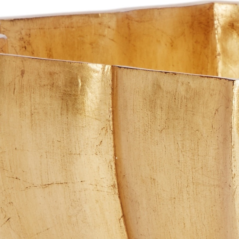 Gold leaf bowl interior with textured hammered finish and wide rim