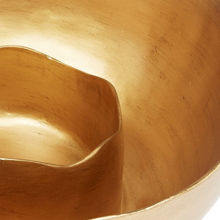 Decorative gold leaf bowl rim and inner curve with glossy metallic gold finish