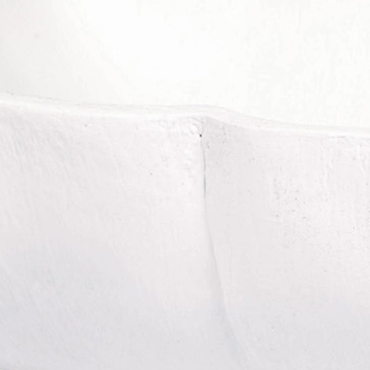 White rectangular gesso bowl close-up of folded rim and textured surface