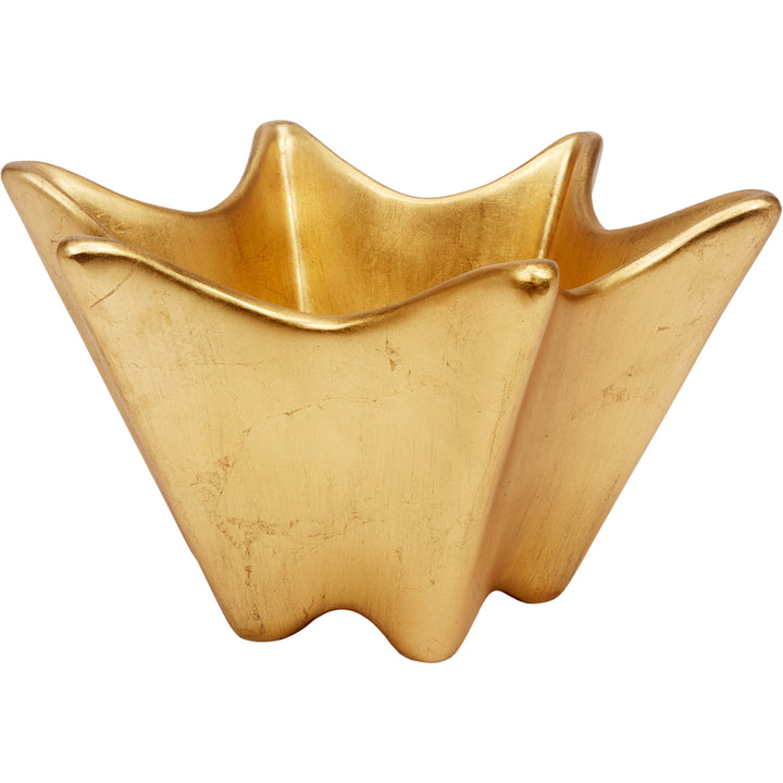 Gold leaf decorative bowl with star-shaped scalloped edges