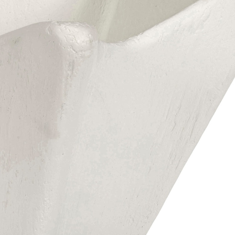 White gesso decorative bowl close-up of textured surface and curved rim