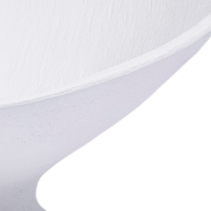 White oval display bowl side profile, gesso texture finish