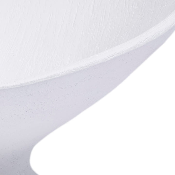 White oval display bowl side profile, gesso texture finish