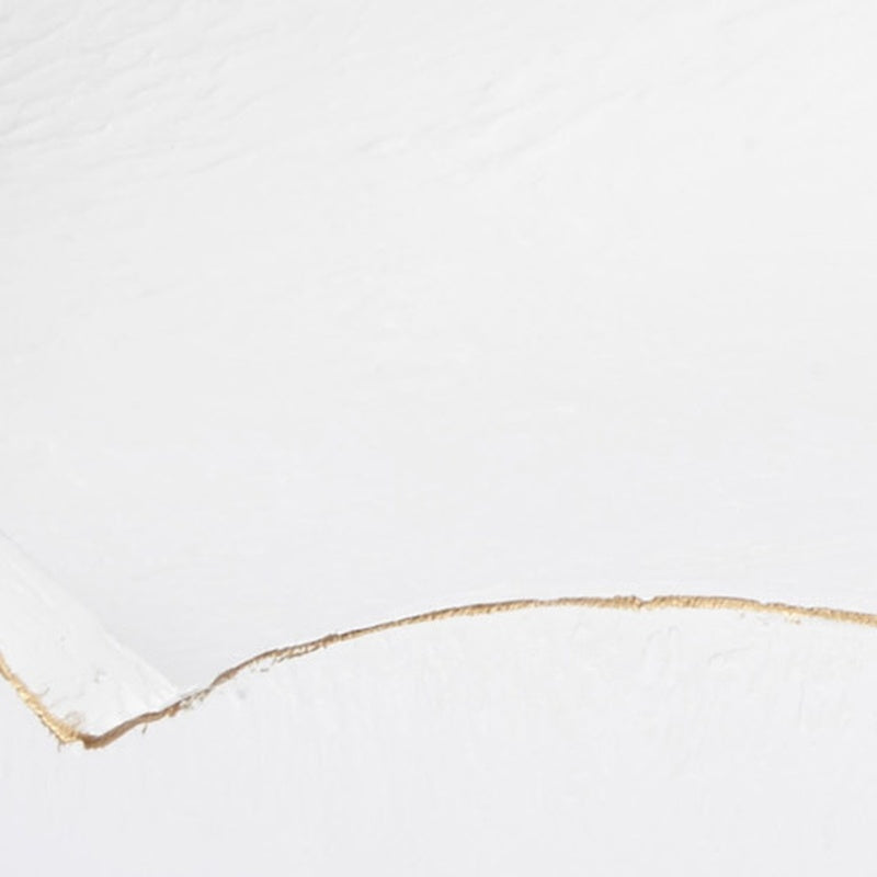 White gesso bowl with gold-trimmed rim edge