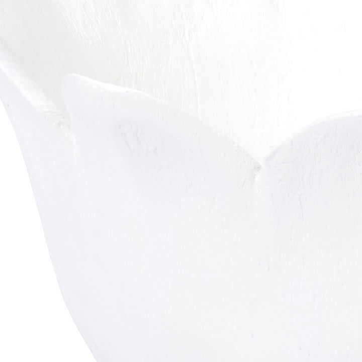 White decorative bowl, close-up of petal-shaped side details
