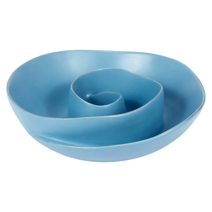 Small blue decorative swirl bowl with inner spiral base