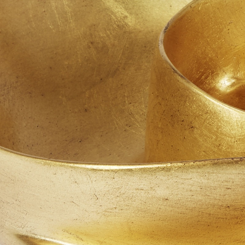 Gold leaf finish bowl interior with textured sheen and curved rim