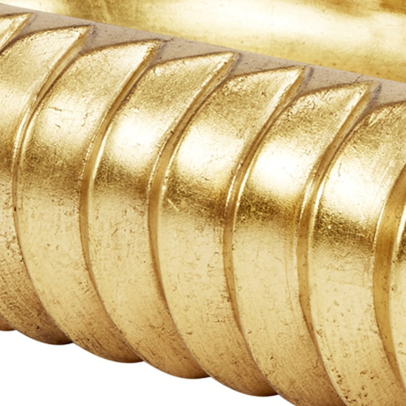Evelyn gold leaf oval bowl close-up of hammered, vertical ridges in gold