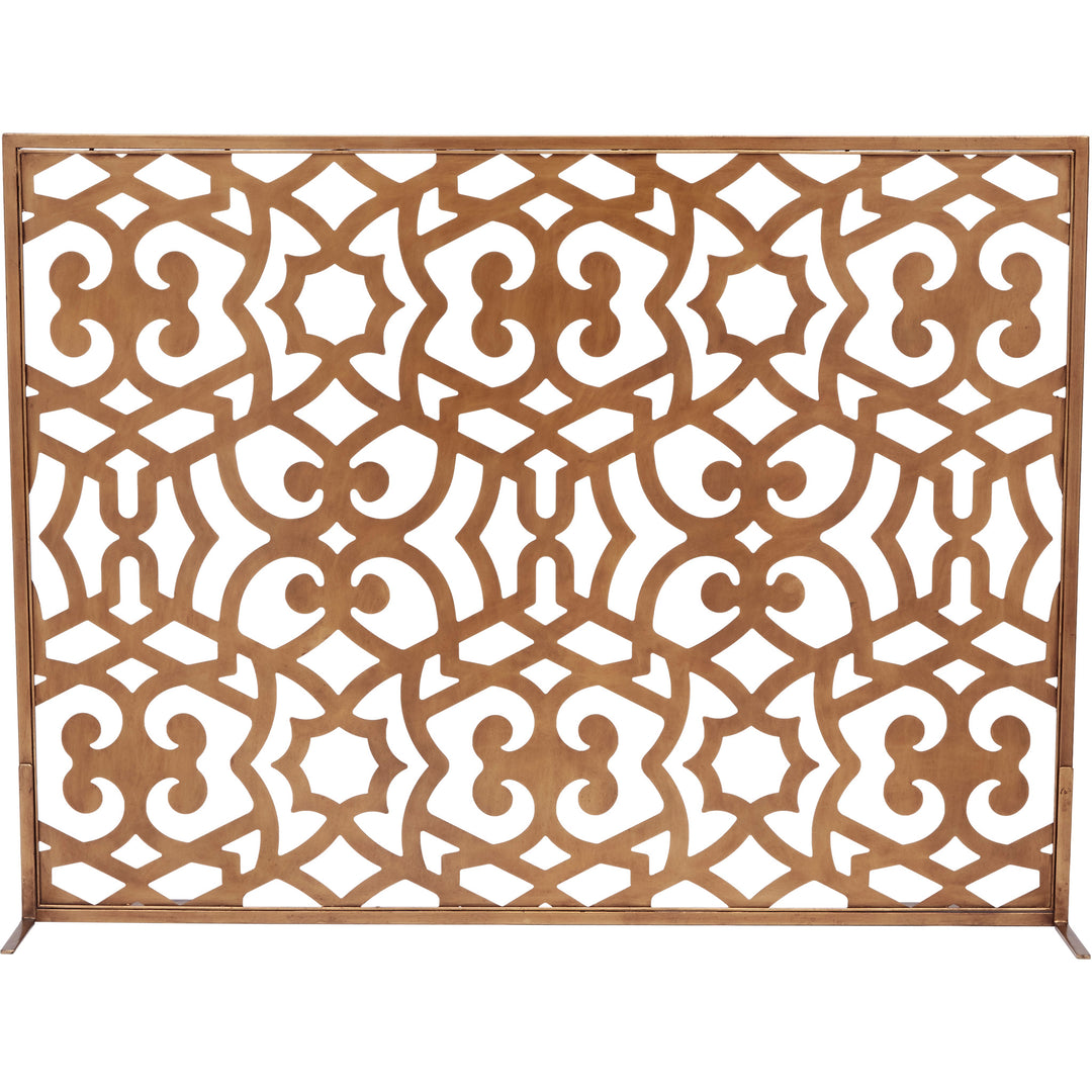 Elegant Ramey fireplace screen with a dark gold finish, perfect for adding a sophisticated touch to your living room or hearth area.
