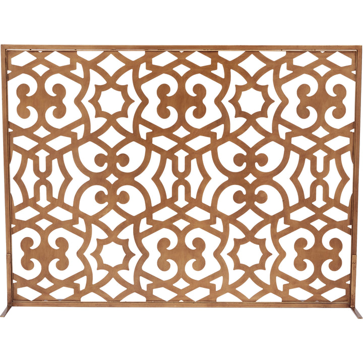 Elegant Ramey fireplace screen with a dark gold finish, perfect for adding a sophisticated touch to your living room or hearth area.
