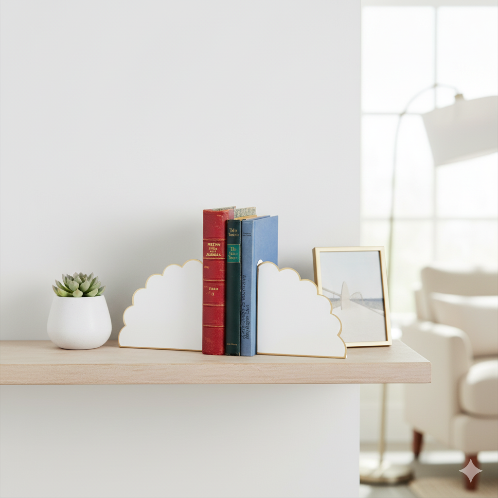Eloise blush and gold scalloped bookends.