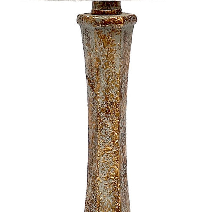 Aged gold lucite lamp base with textured mottled finish