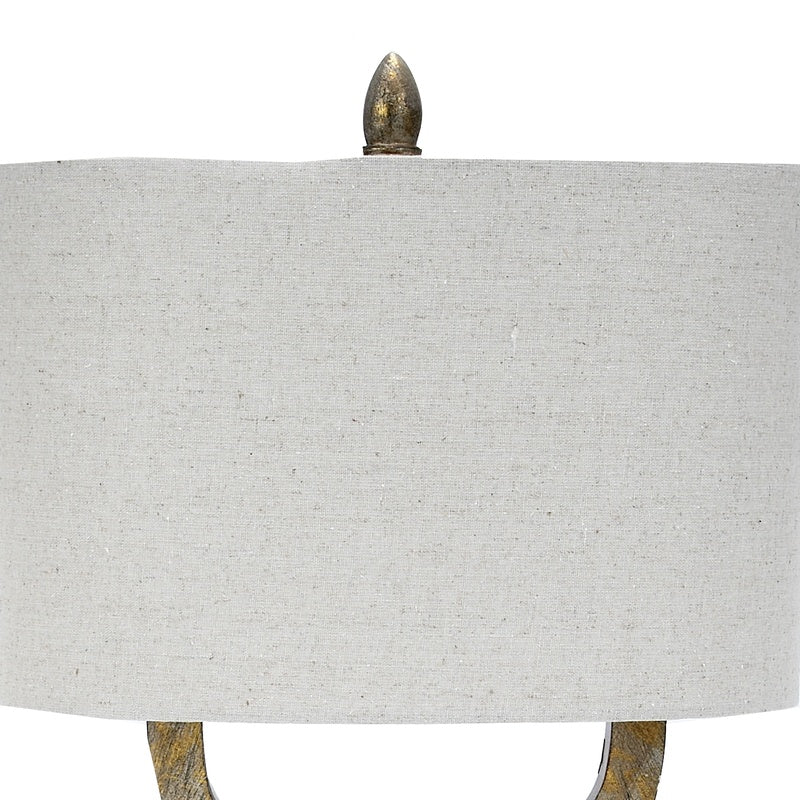 Champagne gold buffet lamp with oval linen shade
