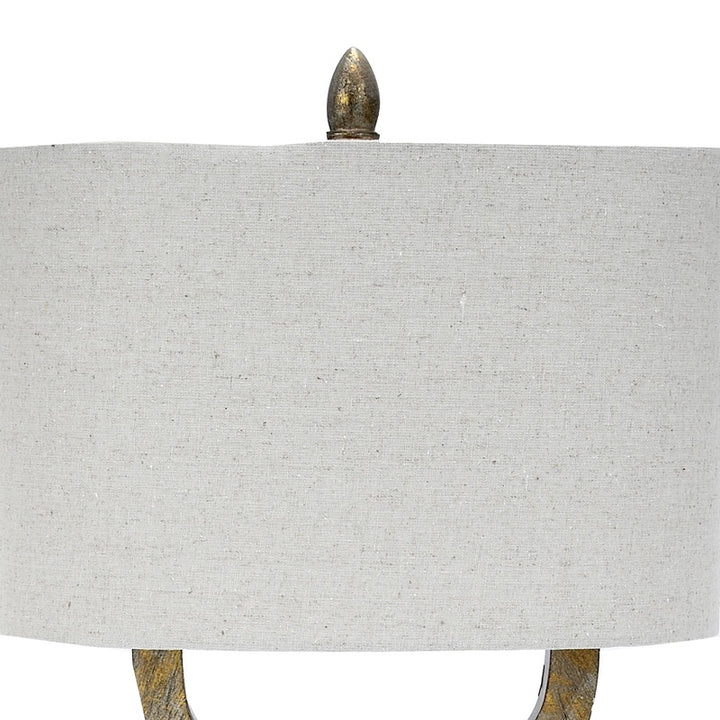 Champagne gold buffet lamp with oval linen shade