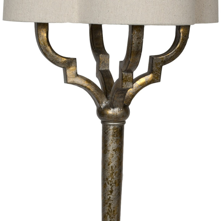 Antique gold quatrefoil lamp base with curved arms, no shade shown