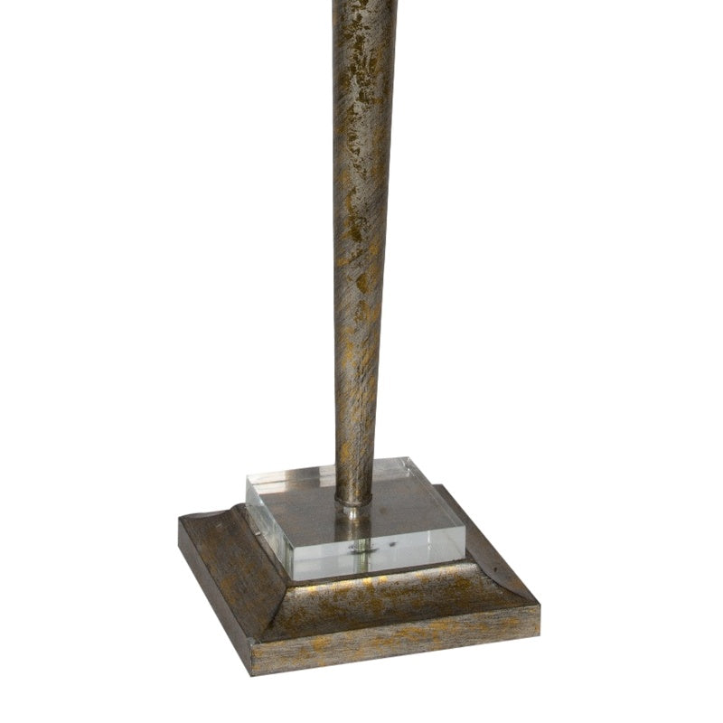 Quatrefoil table lamp base in champagne gold with clear acrylic platform