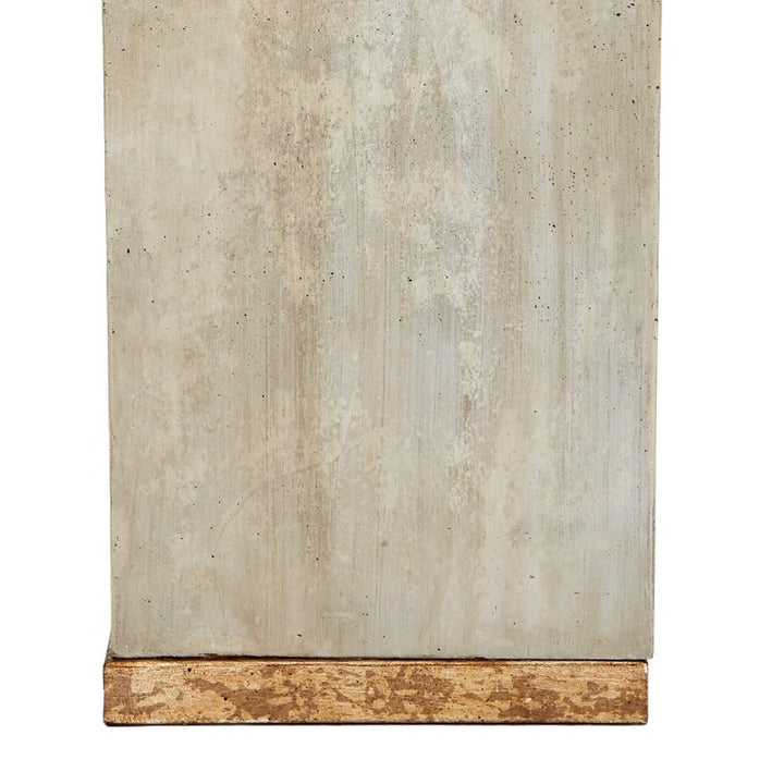 Square cement lamp body with distressed gray finish and rusted bottom edge