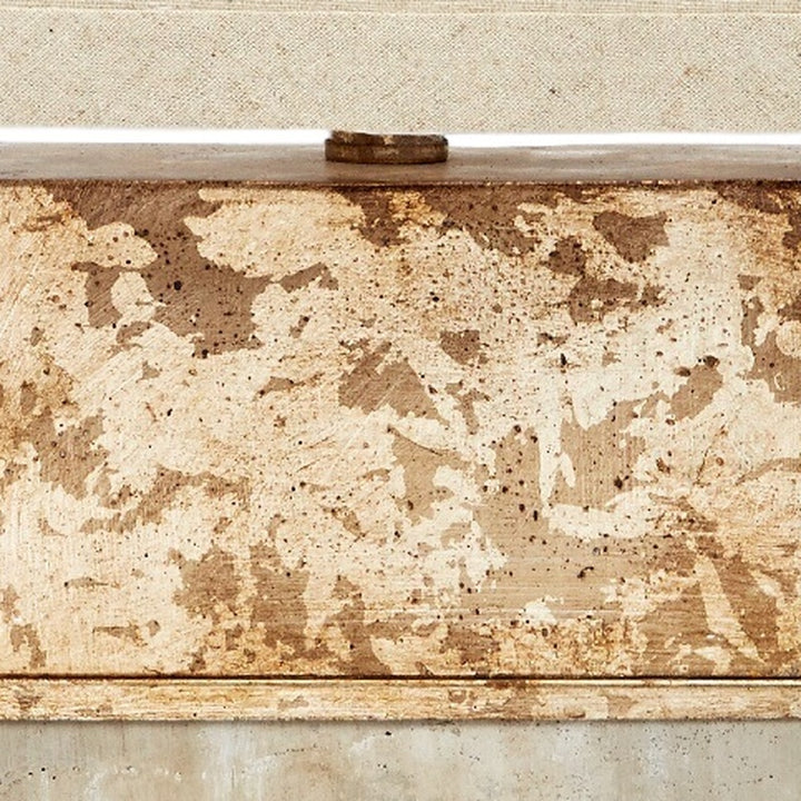Square lamp top with distressed antique gold pattern and centered knob