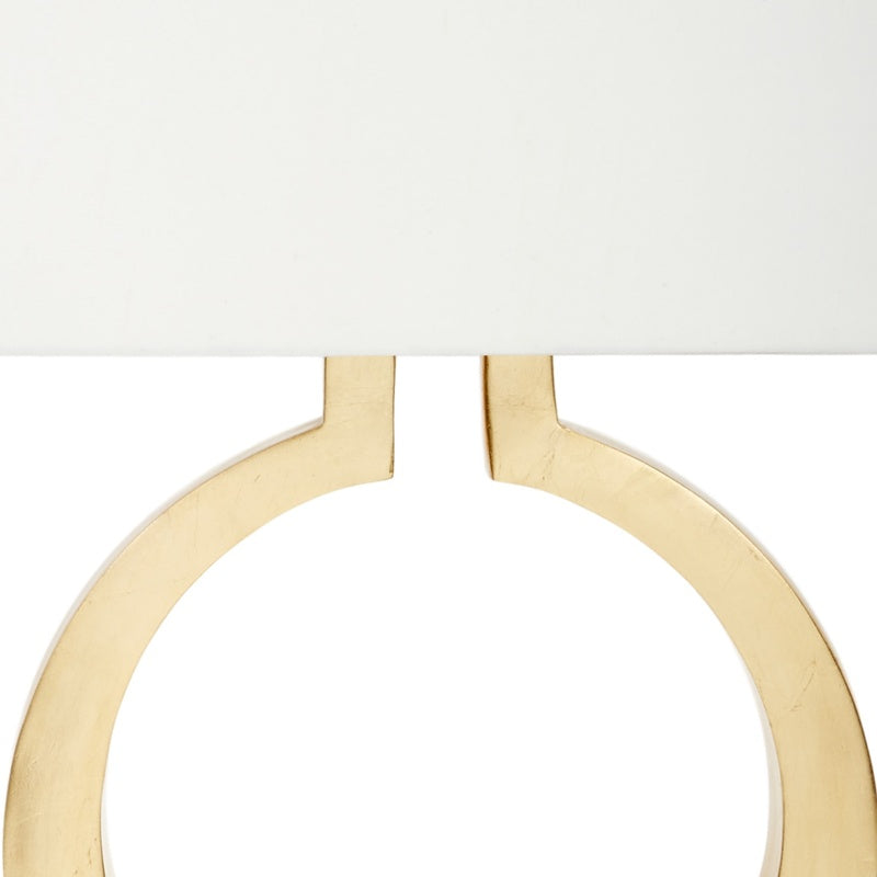 Gold leaf lamp frame and cream shade underside