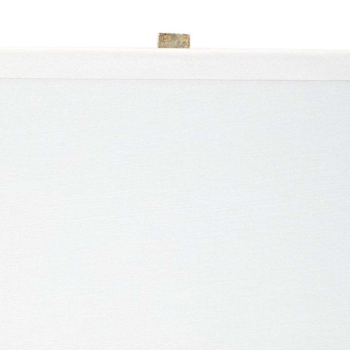 Cement table lamp top with brass stem and small gold cap