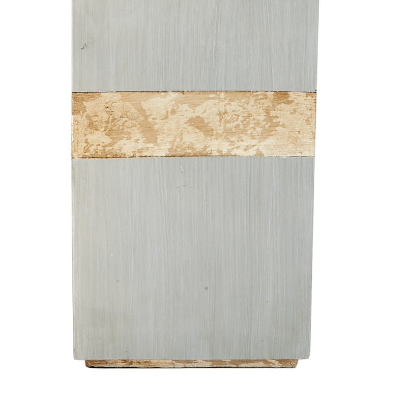Cement table lamp body with distressed champagne gold horizontal band