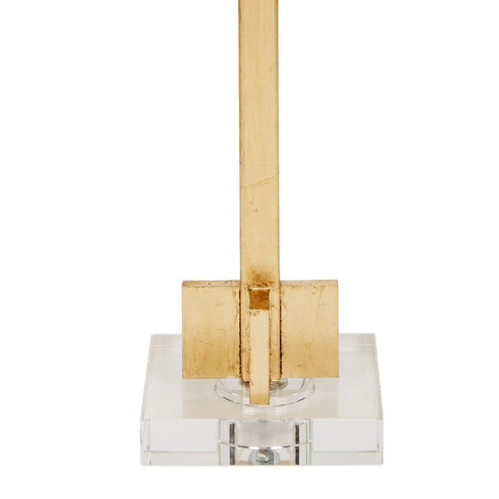 Abita gold leaf lamp base with clear acrylic block and upright pole