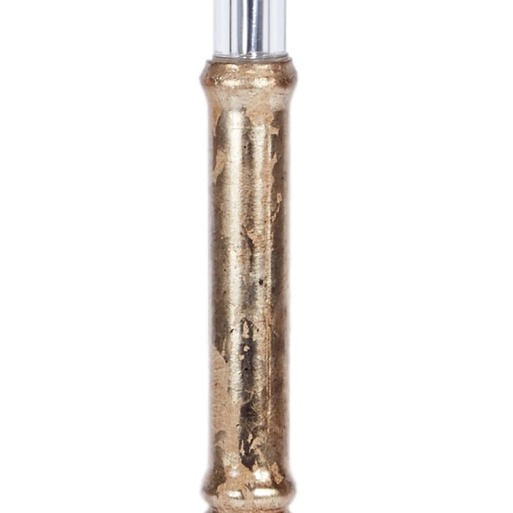 Antique silver bamboo lamp column detail with textured, distressed finish