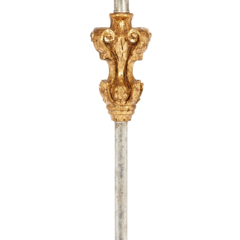 Antique gold and silver lamp base stem with ornate gold ornament