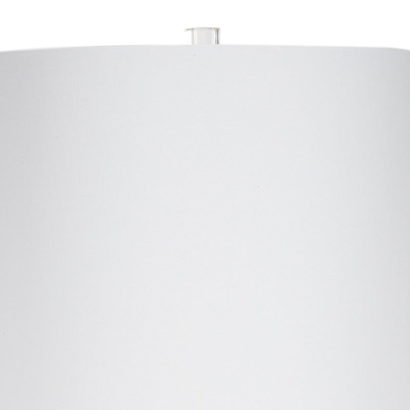 Buffet lamp with white drum shade and gold leaf stem