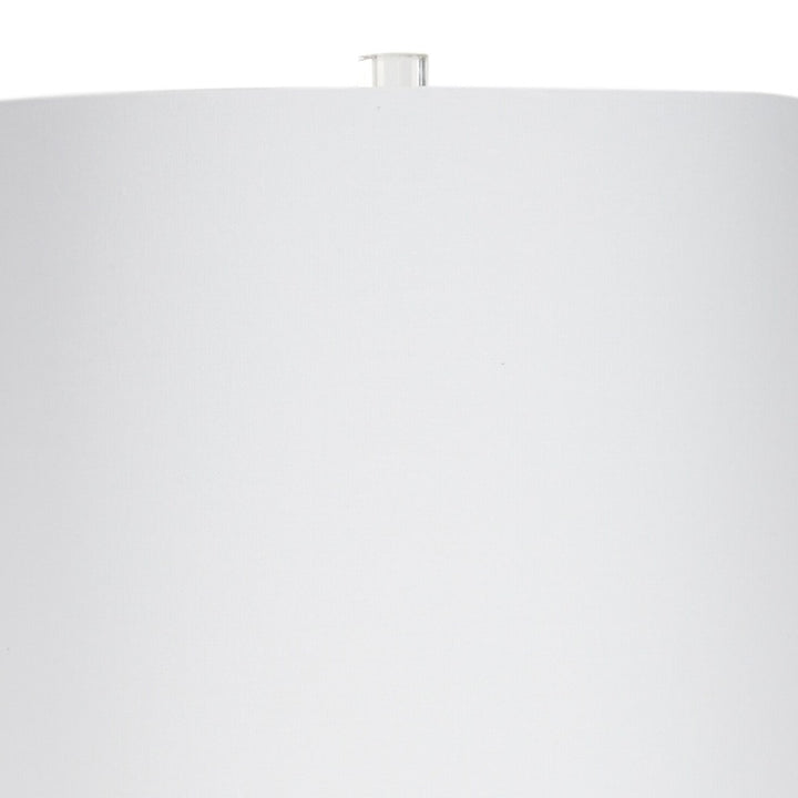 Buffet lamp with white drum shade and gold leaf stem