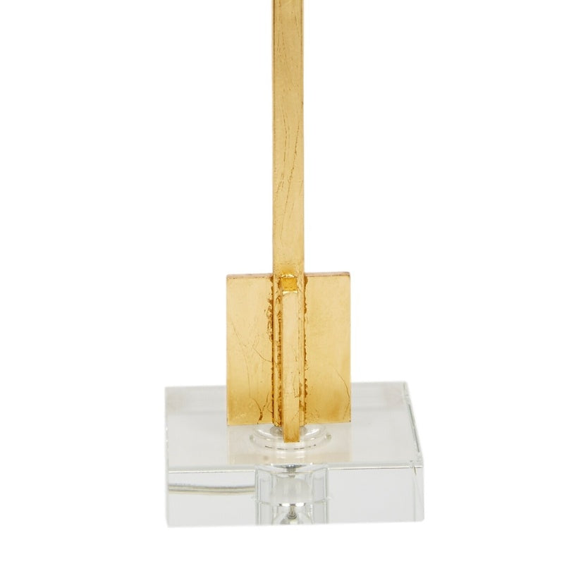 Buffet lamp with gold leaf post and clear crystal base