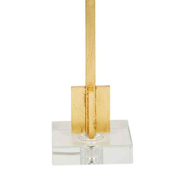 Buffet lamp with gold leaf post and clear crystal base