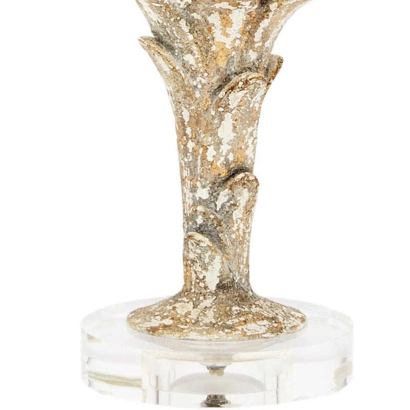 Mini flower lamp gold speckled floral column on clear round acrylic base