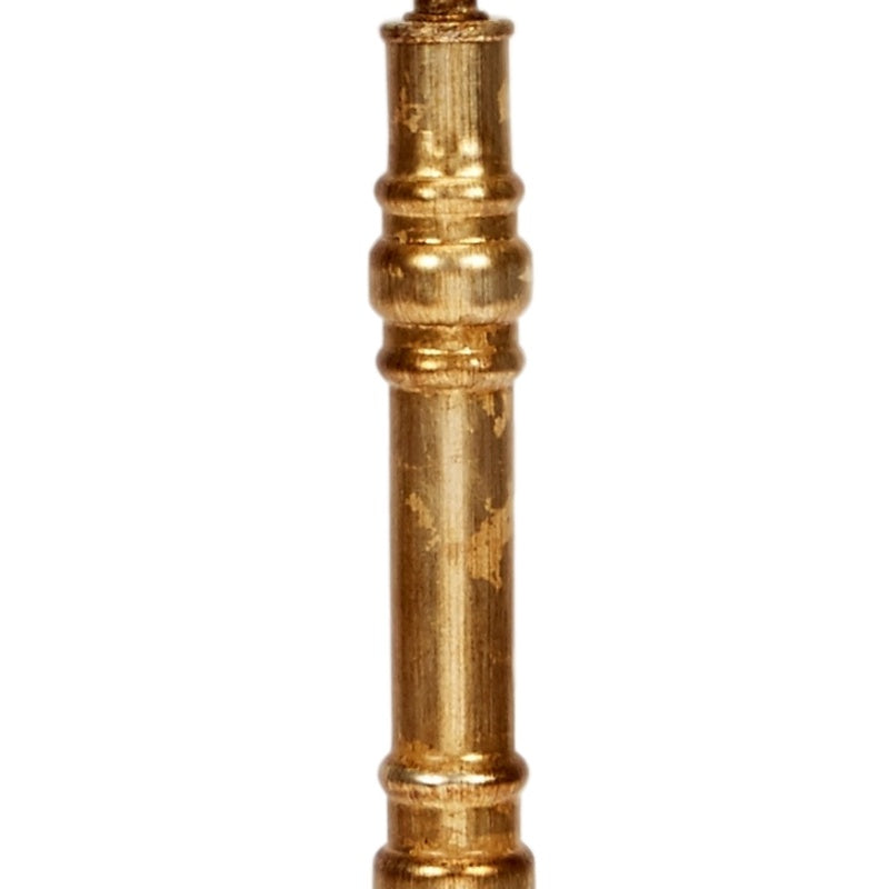 Aged gold lamp pole with stacked detail rings