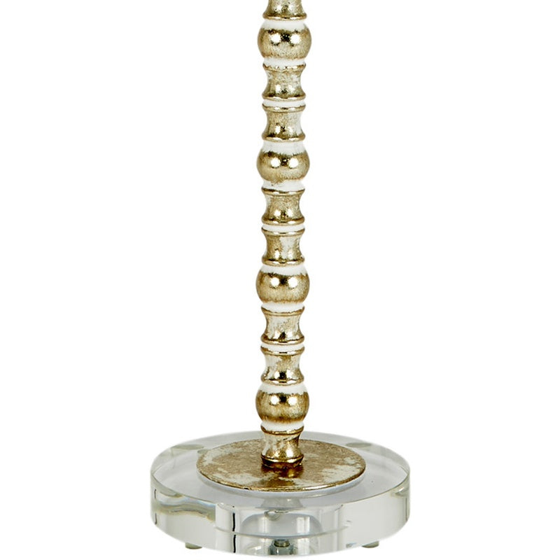 Gold pedestal lamp stem on round clear base