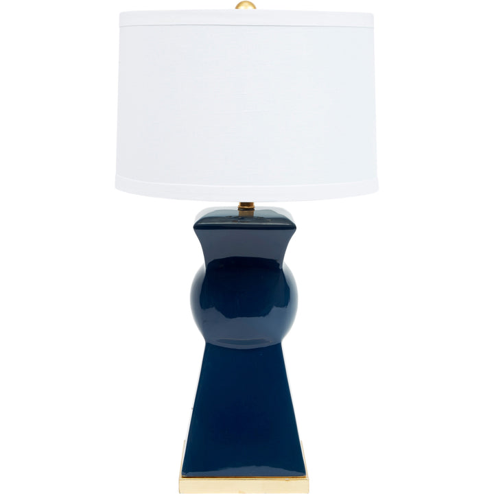 Amelia alabaster table lamp with sleek acrylic details, perfect for adding a modern, elegant touch to any room.