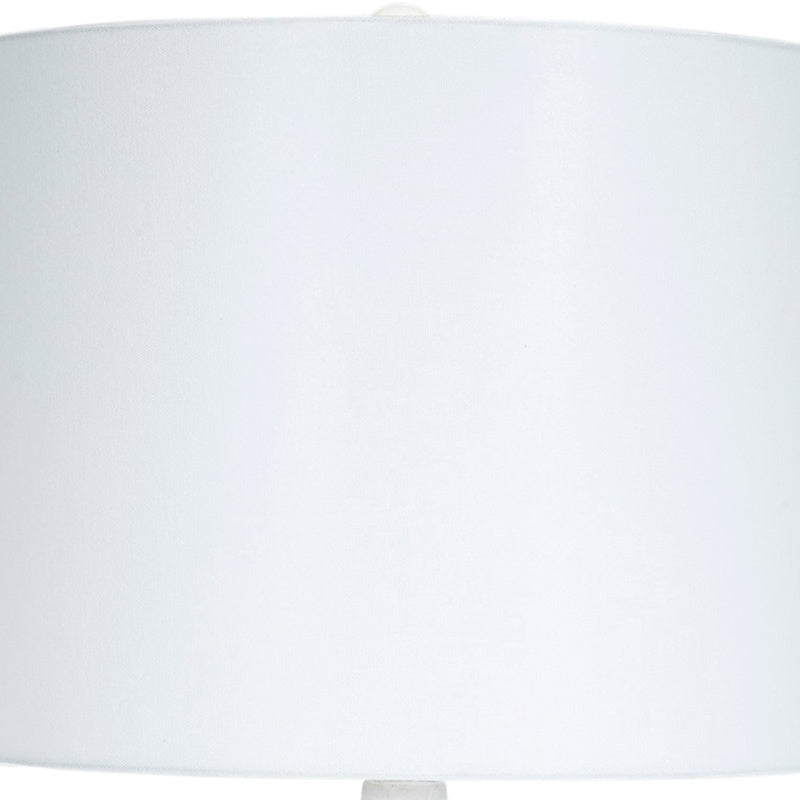White linen table lamp shade, close-up view