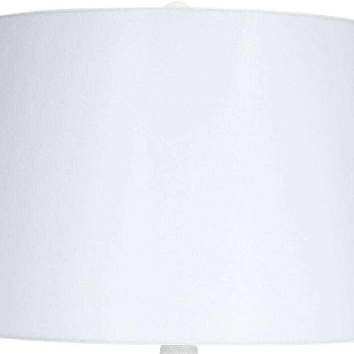White linen table lamp shade, close-up view