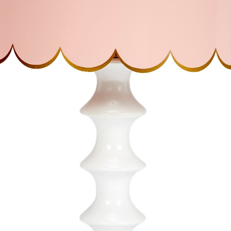 Eloise table lamp scalloped blush shade and white ceramic column