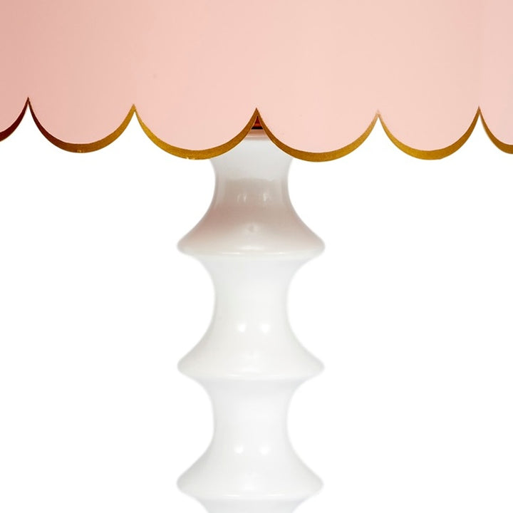 Eloise table lamp scalloped blush shade and white ceramic column