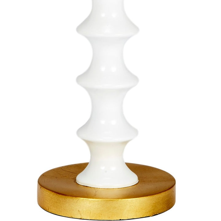 Eloise table lamp white ceramic column with gold round base