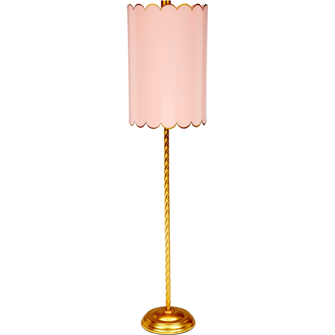 Elegant Twist buffet lamp featuring a blush base with gold accents, perfect for adding a touch of sophistication and warmth to your dining room or entryway.