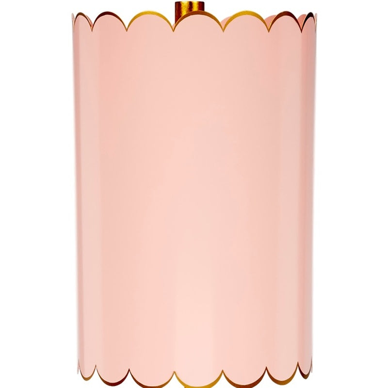 Blush buffet lamp shade with scalloped top edge