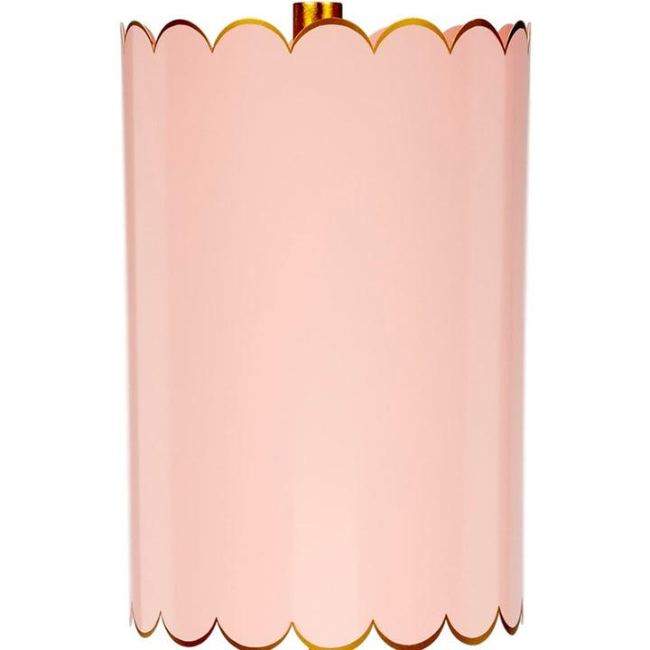 Blush buffet lamp shade with scalloped top edge