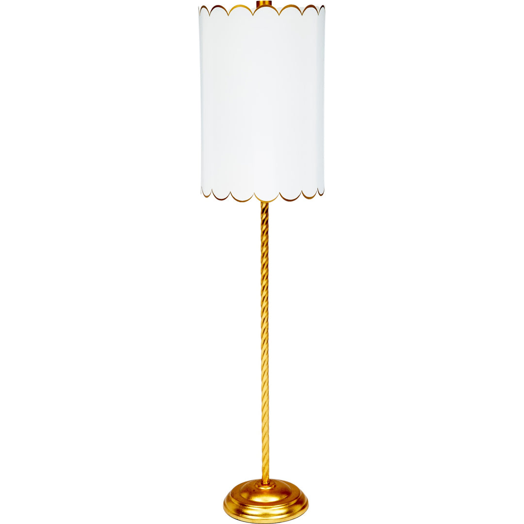 Twist white buffet lamp with elegant gold detailing, perfect for adding a touch of sophistication to console tables or sideboards