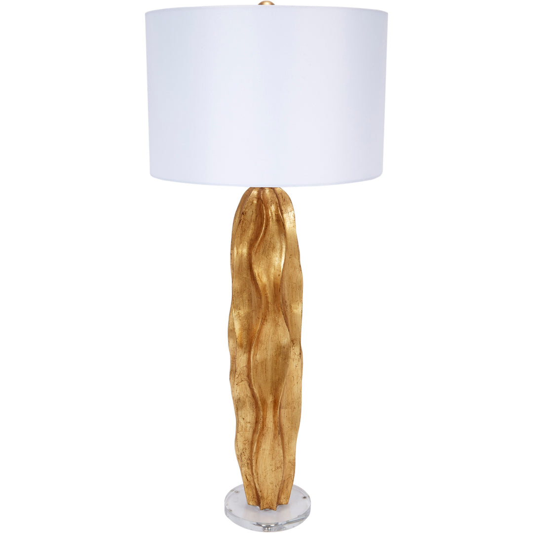 Elegant Stanton wave buffet lamp featuring a gold leaf design, perfect for adding a touch of luxury and style to your dining room or entryway.